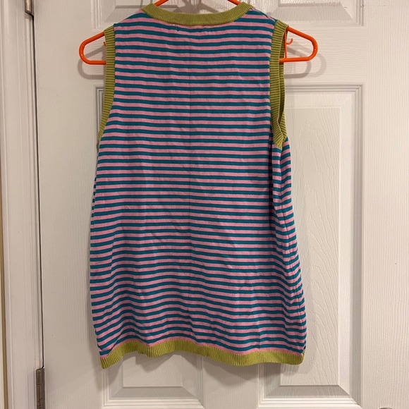 DOKOTOO Pink Teal Striped Knit Sweater Vest - Picture 2 of 5